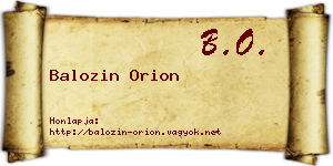 Balozin Orion névjegykártya